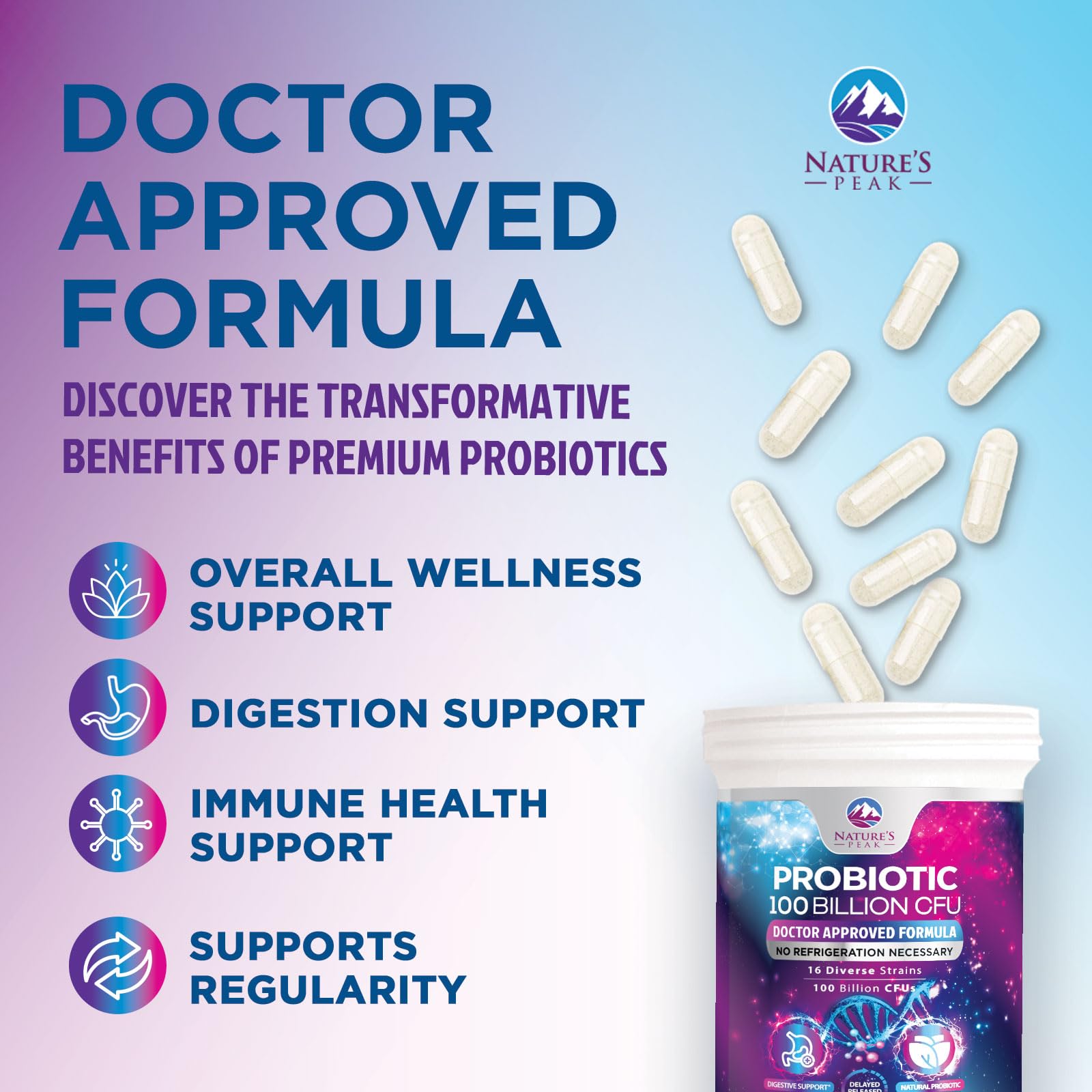 Probiotics 100 Billion CFU - 16 Premium Strains + Prebiotics - Best Probiotics for Women & Men - Supports Immune, Digestive & Gut Health, Supports Occasional Constipation, Gas & Bloating - 30 Capsules - OzHealthStandard