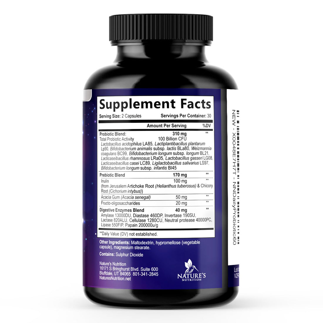 Probiotics 100 Billion CFU Per Serving - 10 Probiotic Strains & Prebiotics - Digestive Gut Health, Immune Support & Occasional Constipation, Gas & Bloating - Daily Supplement For Adults - 60 Capsules - OzHealthStandard