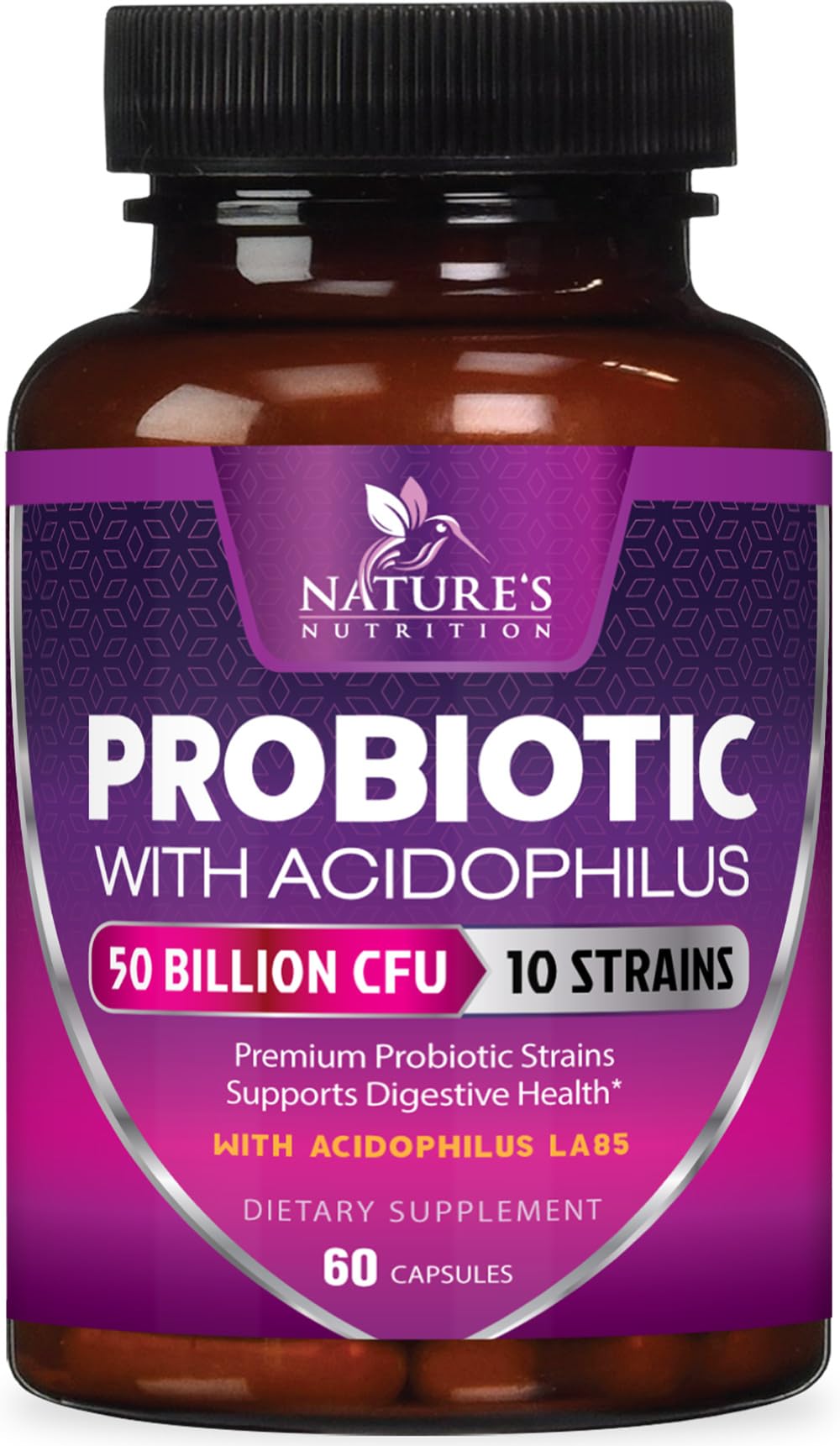 Probiotics 50 Billion CFU per Serving - 10 Strains + Prebiotics - Digestive Health, Gut & Immune Support - Supports Occasional Constipation, Gas & Bloating for Women & Men Shelf Stable - 60 Capsules - OzHealthStandard