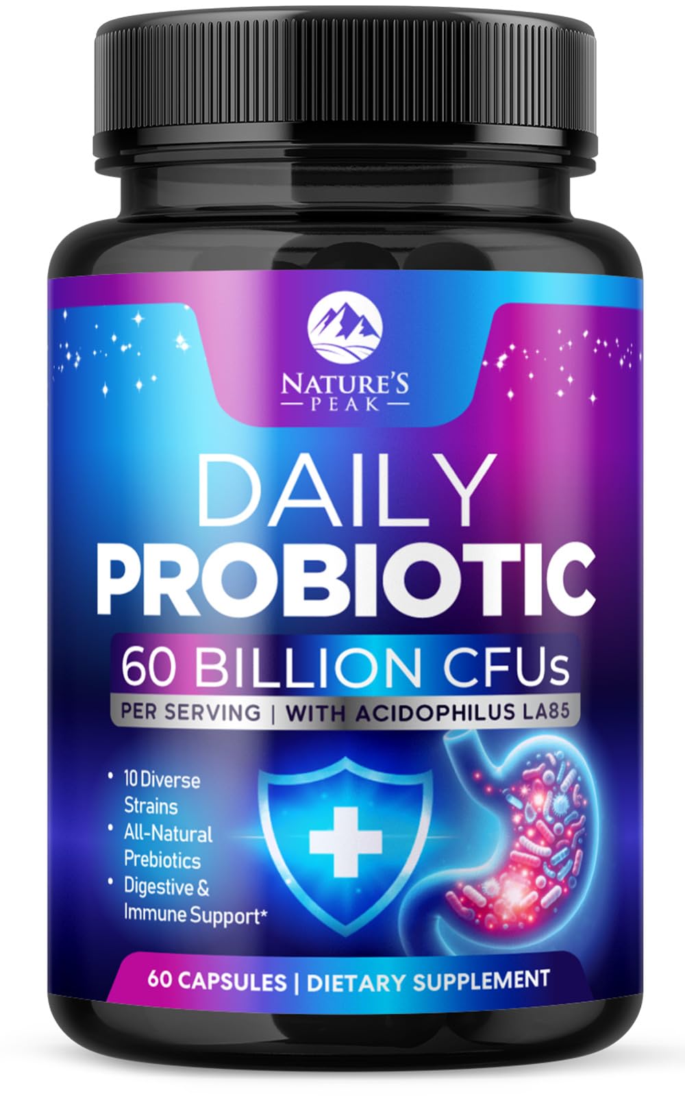 Probiotics 60 Billion CFU - 10 Strains + Digestive Enzymes & Prebiotics - Best Probiotic for Women & Men, Supports Immune, Gut Health, Occasional Constipation, Diarrhea, Gas & Bloating - 60 Capsules - OzHealthStandard