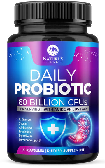 Probiotics 60 Billion CFU - 10 Strains + Digestive Enzymes & Prebiotics - Best Probiotic for Women & Men, Supports Immune, Gut Health, Occasional Constipation, Diarrhea, Gas & Bloating - 60 Capsules - OzHealthStandard