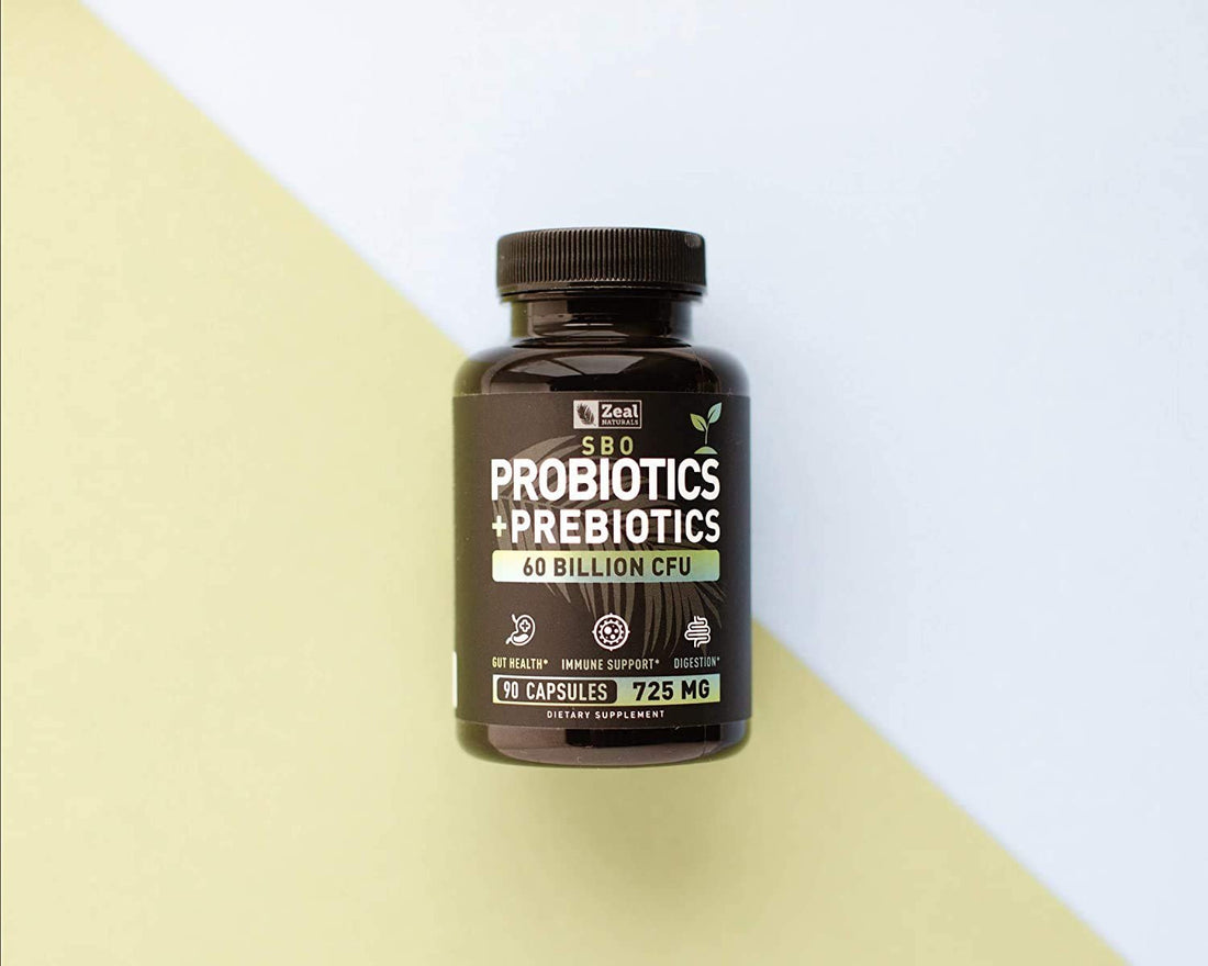 Probiotics and Prebiotics + SBO Probiotics (60 Billion CFU | 90 Capsules) Acidophilus Probiotic w. Saccharomyces Boulardii, Bifidobacterium + Spore Probiotic & Organic Sprouted Prebiotic Fiber Blend - OzHealthStandard