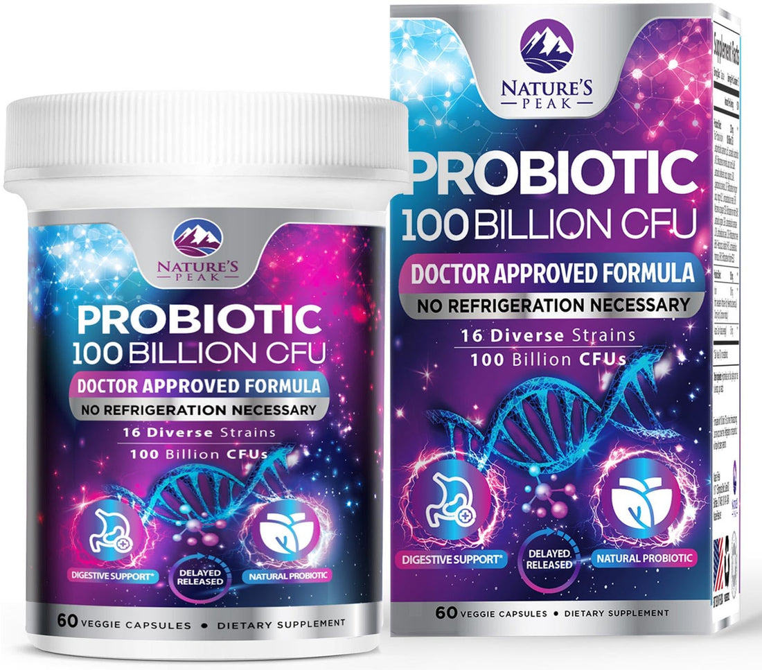 Probiotics for Digestive Gut Health - 100 Billion CFU Per Capsule, 16 Premium Strains & Prebiotics - Best Probiotics for Women & Men, Occasional Constipation - OzHealthStandard
