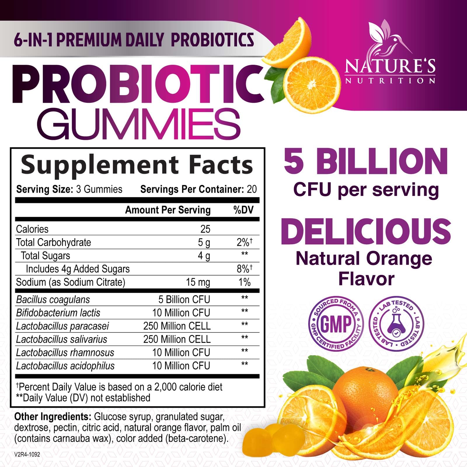 Probiotics for Digestive Health Gummies 5 Billion CFU - 6 Unique Strains for Daily Immune Support & Gut Health, Constipation, Gas & Bloating - Best Probiotic Supplement for Women & Men - 60 Gummies - OzHealthStandard