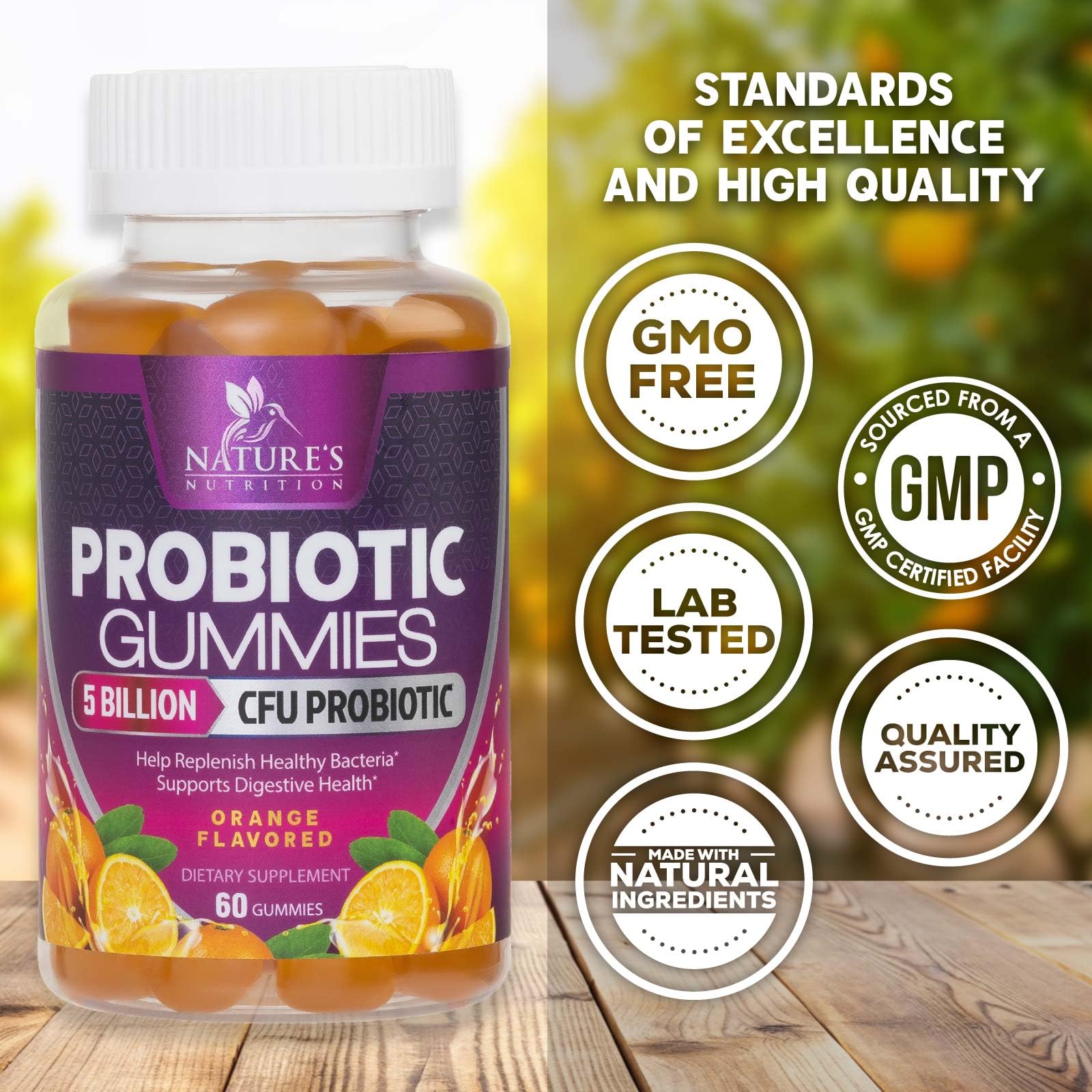 Probiotics for Digestive Health Gummies 5 Billion CFU - 6 Unique Strains for Daily Immune Support & Gut Health, Constipation, Gas & Bloating - Best Probiotic Supplement for Women & Men - 60 Gummies - OzHealthStandard