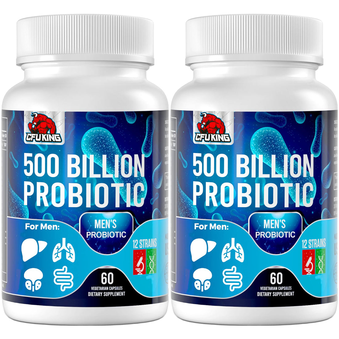 Probiotics for Men, 500 Billion CFU & 12 Mens Probiotic for Digestive Health + 4 Organic Prebiotic Fiber, for Digestive, Gut, Immune Health, Bloating, Gas, Energy Support, Shelf Stable - 120 Capsules - OzHealthStandard