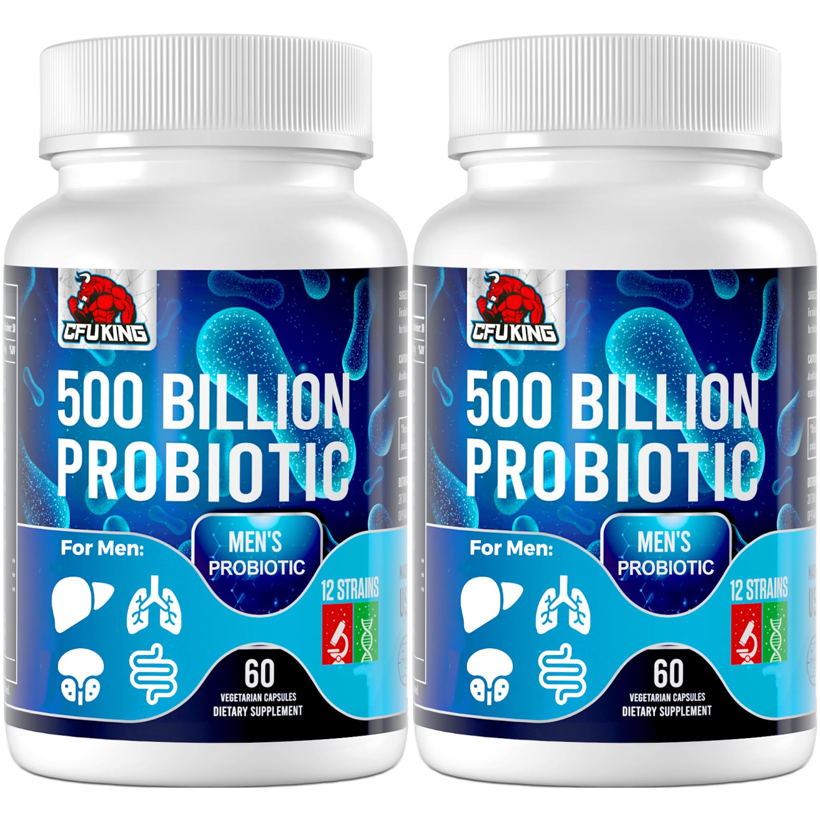 Probiotics for Men, 500 Billion CFU & 12 Mens Probiotic for Digestive Health + 4 Organic Prebiotic Fiber, for Digestive, Gut, Immune Health, Bloating, Gas, Energy Support, Shelf Stable - 120 Capsules - OzHealthStandard