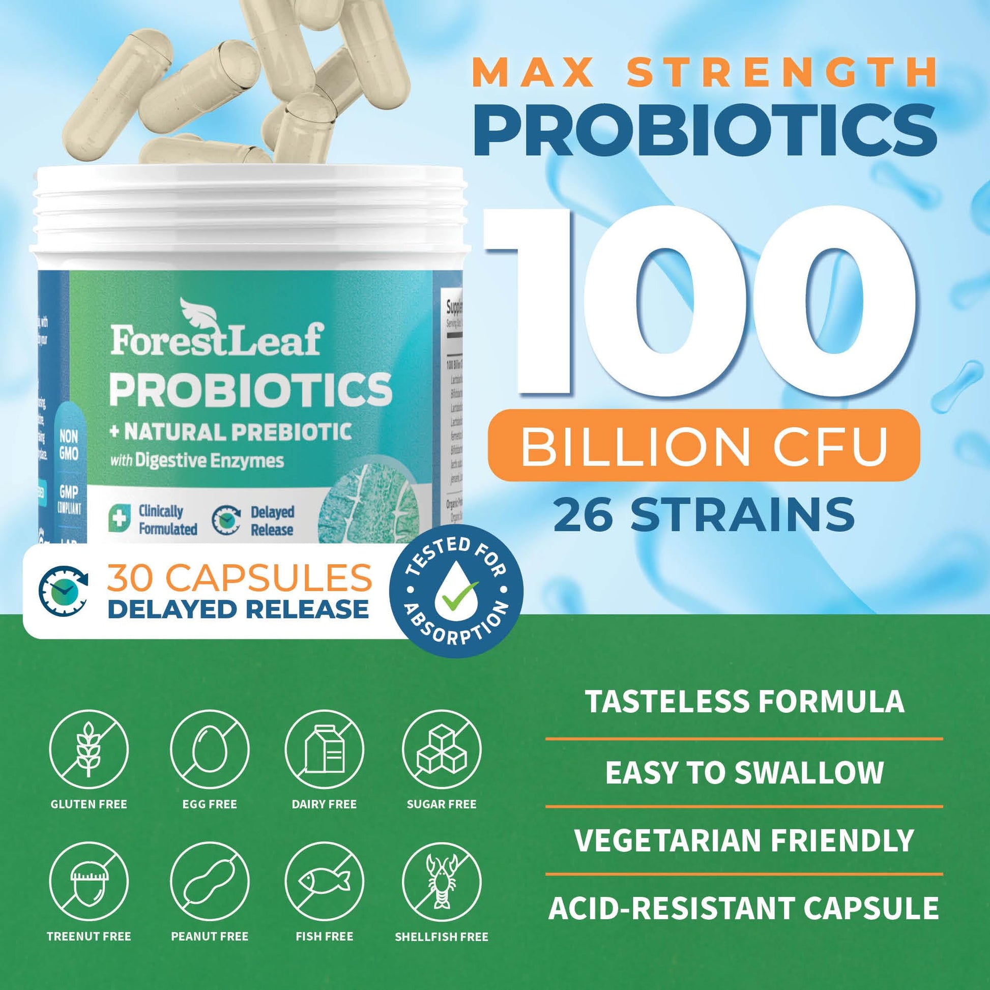 Probiotics for Men and Women, 100 Billion CFU, 26 Unique Strains, Men's and Women's Probiotic and Prebiotics Support Digestive Health, Gut Wellness, Energy, - OzHealthStandard