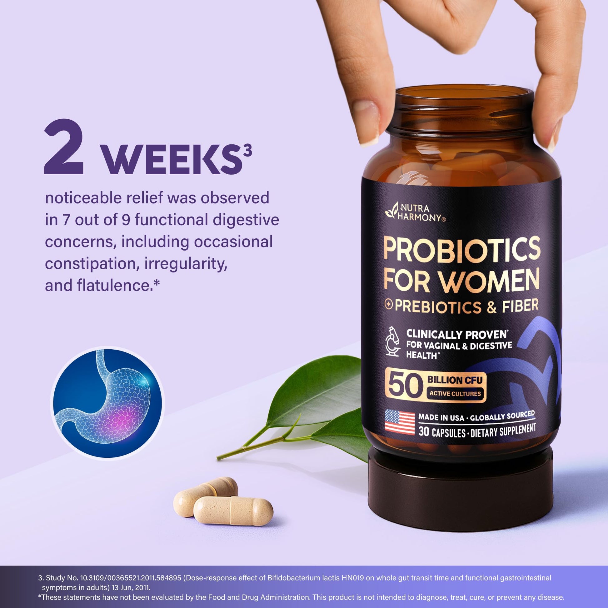 Probiotics for Women 50 Billion CFU - Vaginal Probiotics Clinically Proven for Yeast & pH Balance - Digestion & Bloating Relief - 8 Strains + Prebiotics - Delay Release - Made in USA, 30 Capsules - OzHealthStandard