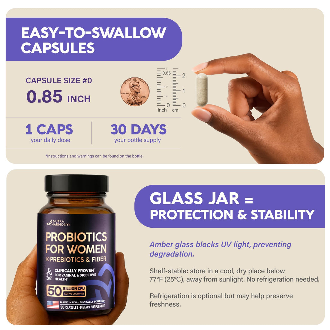 Probiotics for Women 50 Billion CFU - Vaginal Probiotics Clinically Proven for Yeast & pH Balance - Digestion & Bloating Relief - 8 Strains + Prebiotics - Delay Release - Made in USA, 30 Capsules - OzHealthStandard