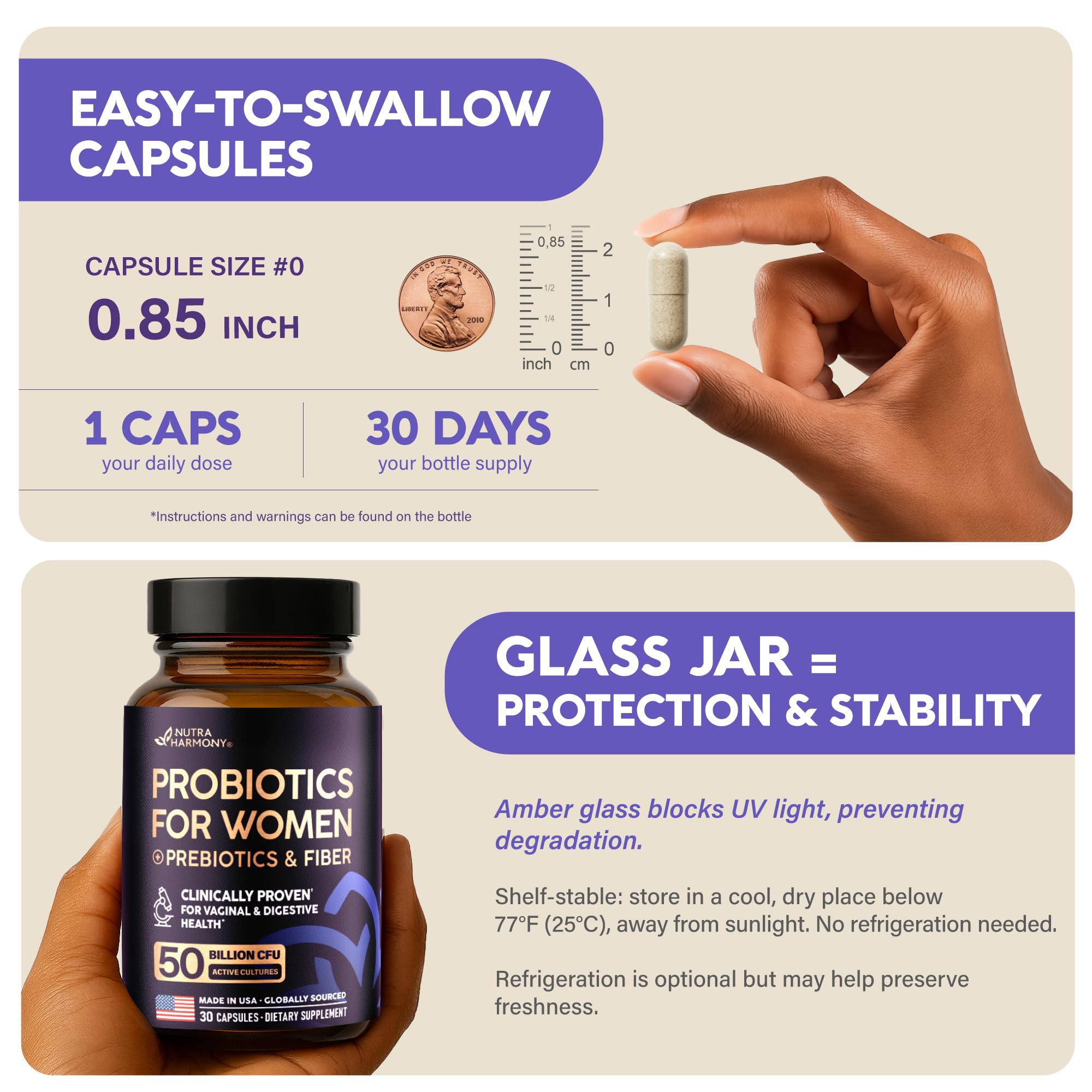 Probiotics for Women 50 Billion CFU - Vaginal Probiotics Clinically Proven for Yeast & pH Balance - Digestion & Bloating Relief - 8 Strains + Prebiotics - Delay Release - Made in USA, 30 Capsules - OzHealthStandard