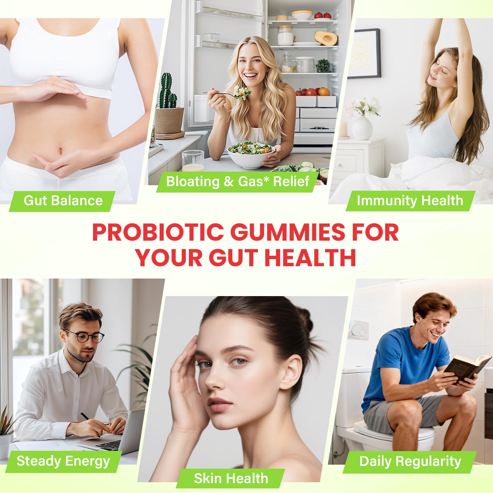 Probiotics for Women and Men, with 15 Prebiotics, 16 Digestive Enzymes & Postbiotics - Probiotics for Digestive Health & Bloating, Probiotic Gummies for Gut Health & Immunity, Sugar-Free, 60 Gummies - OzHealthStandard