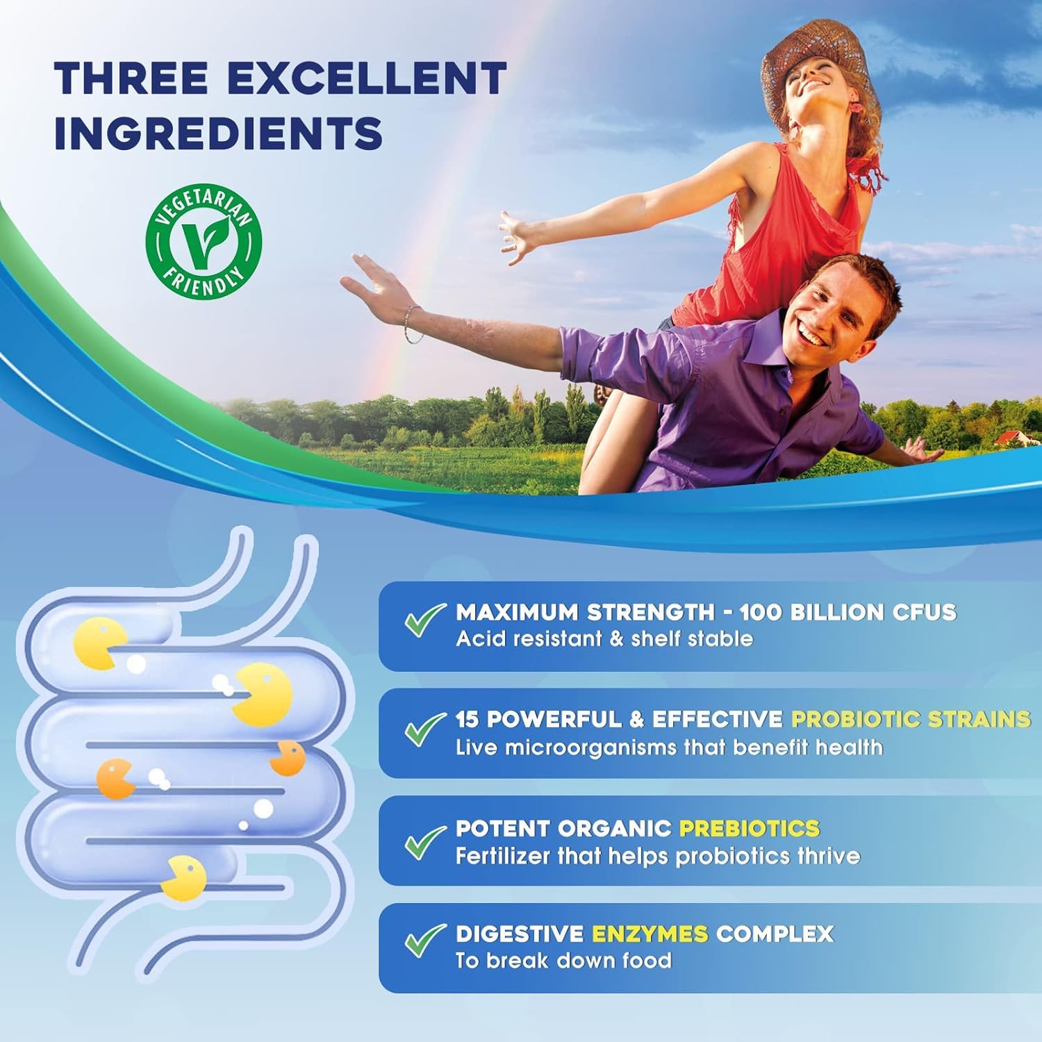 Probiotics for Women & Men - 100 Billion Plus Digestive Enzymes & Prebiotics, Highest Potency 3-in-1 Complete Probiotics for Digestive Health, Immune Support - OzHealthStandard