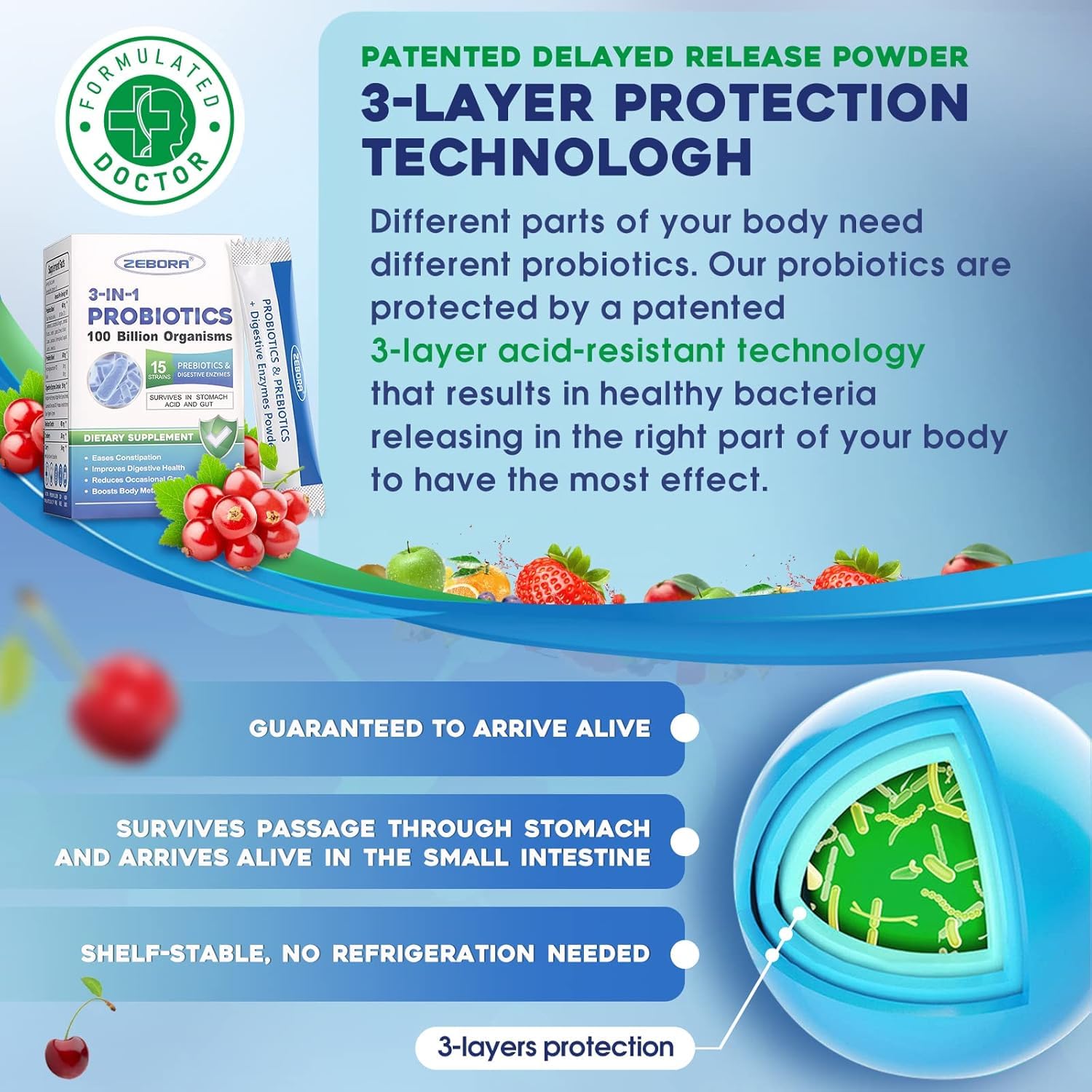 Probiotics for Women & Men - 100 Billion Plus Digestive Enzymes & Prebiotics, Highest Potency 3-in-1 Complete Probiotics for Digestive Health, Immune Support - OzHealthStandard