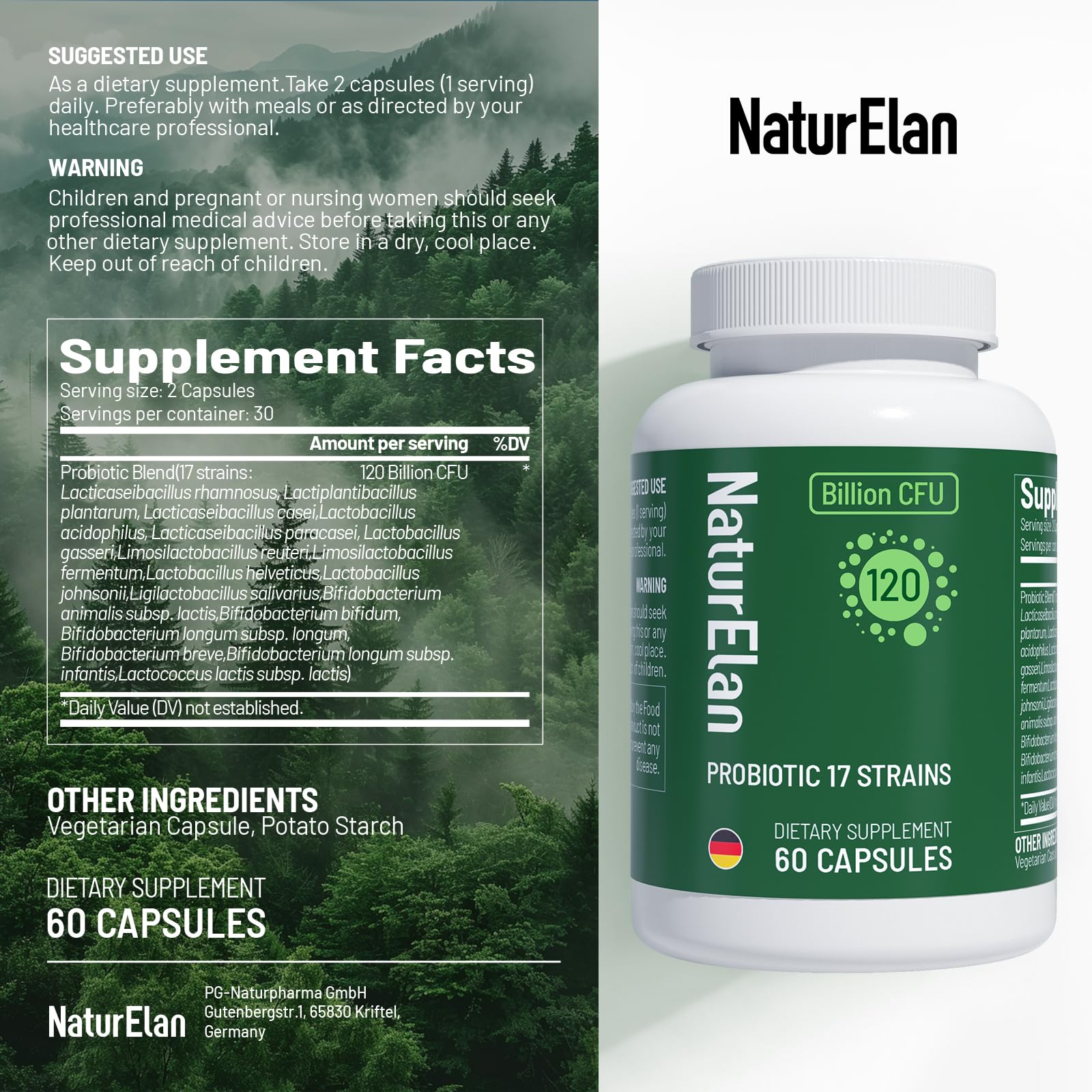 Probiotics for Women & Men - 120 Billion CFU, 17 Powerful Strains for Gut Health, Immunity & Fast Bloating Relief, Third - Party Tested, Non-GMO & Vegan Probiotics Formula for Digestive Health, 60 CT - OzHealthStandard