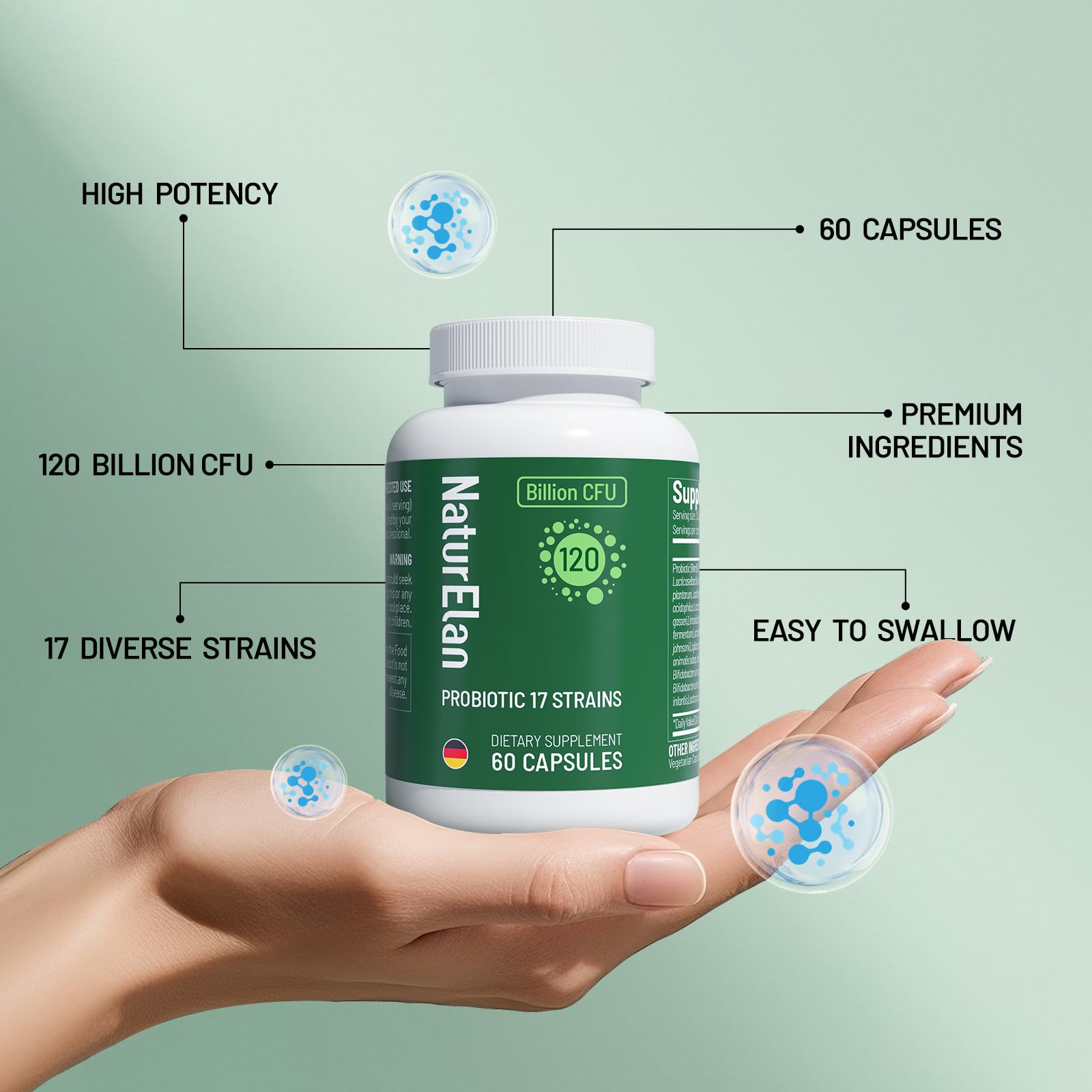 Probiotics for Women & Men - 120 Billion CFU, 17 Powerful Strains for Gut Health, Immunity & Fast Bloating Relief, Third - Party Tested, Non-GMO & Vegan Probiotics Formula for Digestive Health, 60 CT - OzHealthStandard