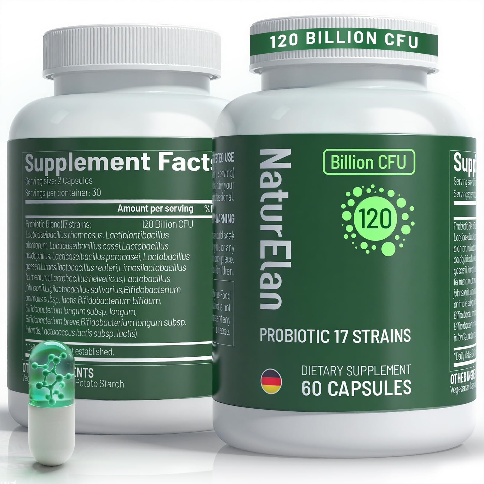 Probiotics for Women & Men - 120 Billion CFU, 17 Powerful Strains for Gut Health, Immunity & Fast Bloating Relief, Third - Party Tested, Non-GMO & Vegan Probiotics Formula for Digestive Health, 60 CT - OzHealthStandard