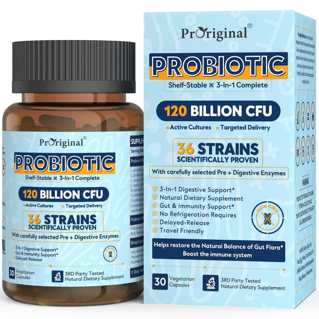 Probiotics for Women & Men 120 Billion CFU with 36 Probiotic Strains for Digestive Health and Gut Health, Delayed Release Capsules, Stomach Acid Resistant, - OzHealthStandard