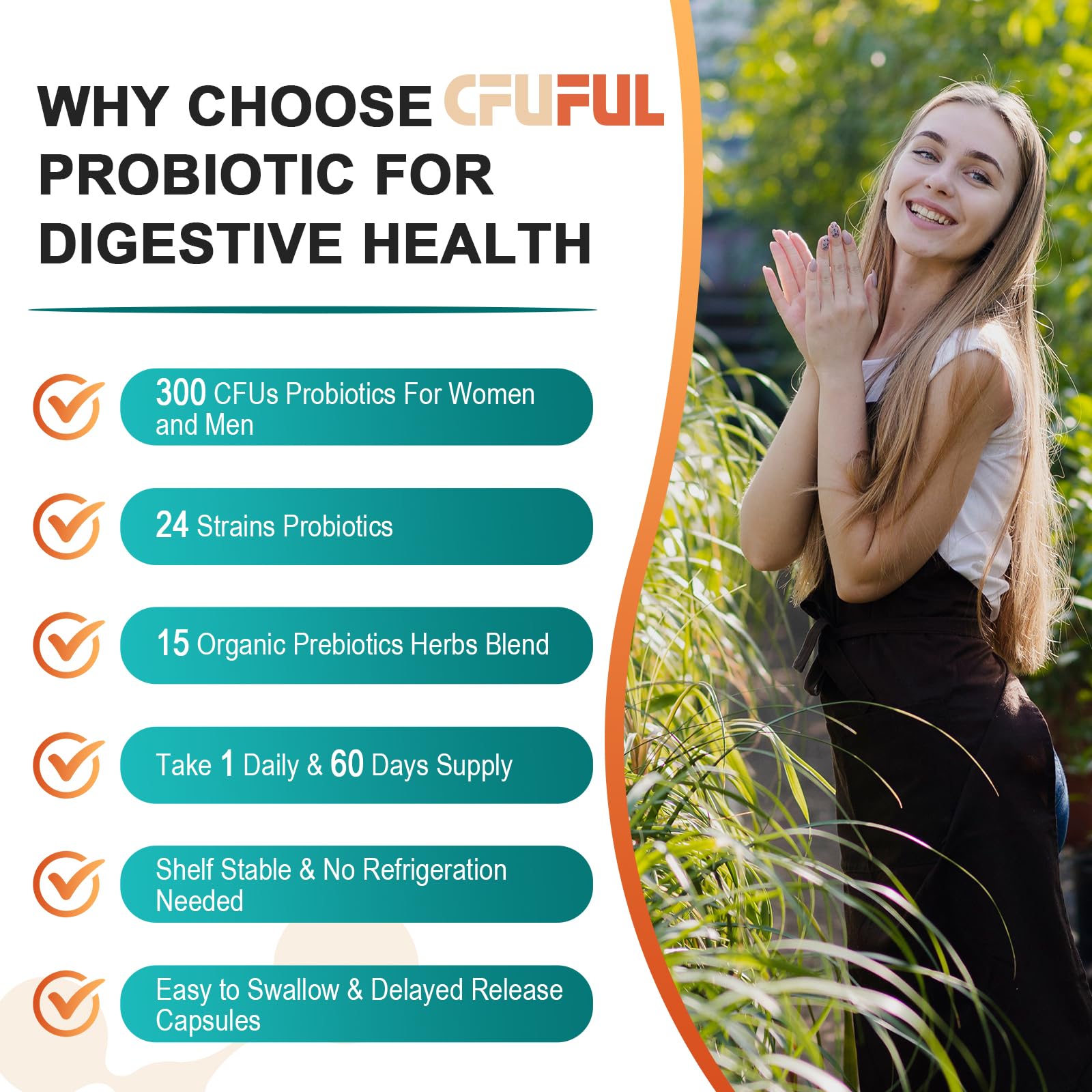 Probiotics for Women & Men - 300 Billion CFU, 24 Strains Probiotic + 15 Organic Herbs Prebiotics Blend, for Overall Digestive Gut Health, Immune, Constipation & Bloating, Shelf Stable - 4 Month Supply - OzHealthStandard