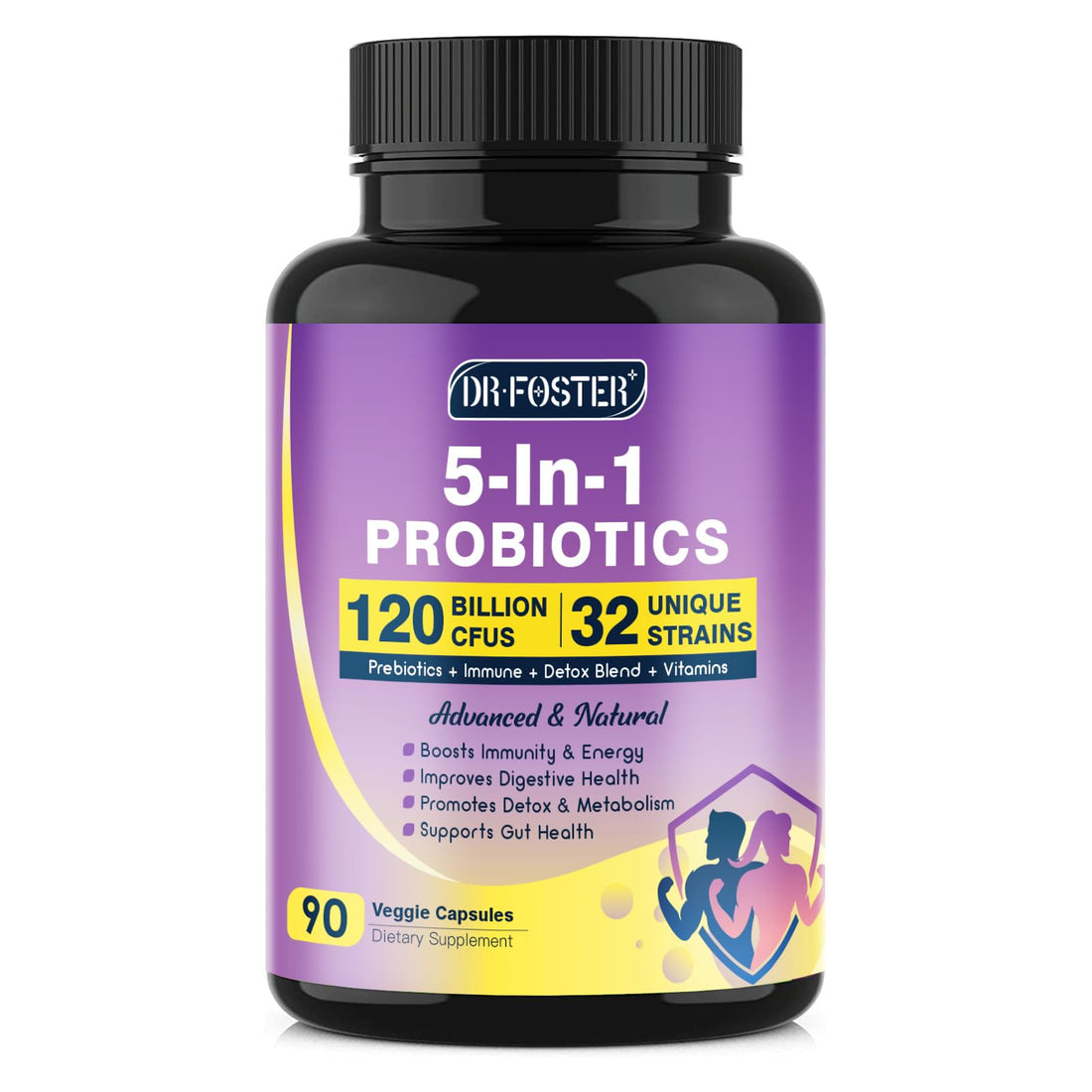 Probiotics for Women & Men Digestive Health，120 Billion CFUs, Prebiotics and Probiotics for Gut Health, D3, Zinc & Immune Support Herbs, Detox Cleanse, 45 Day - 3 Month Supply - OzHealthStandard