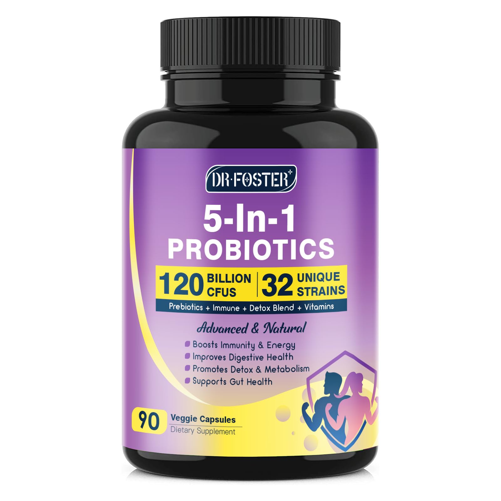 Probiotics for Women & Men Digestive Health，120 Billion CFUs, Prebiotics and Probiotics for Gut Health, D3, Zinc & Immune Support Herbs, Detox Cleanse, 45 Day - 3 Month Supply - OzHealthStandard