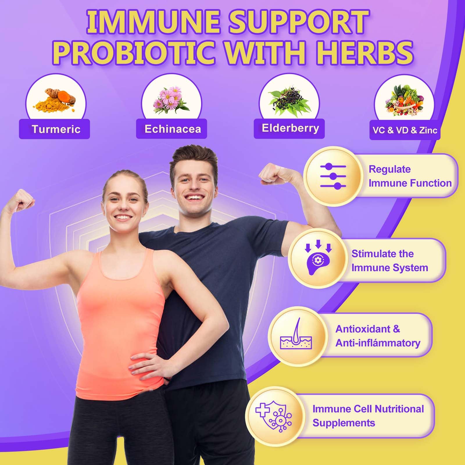 Probiotics for Women & Men Digestive Health，120 Billion CFUs, Prebiotics and Probiotics for Gut Health, D3, Zinc & Immune Support Herbs, Detox Cleanse, 45 Day - 3 Month Supply - OzHealthStandard