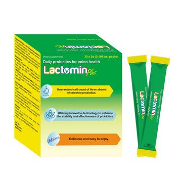 Probiotics - LactominPlus-3 Probiotics Strains - Powder - Sweet Yogurt Flavor - 30 Sticks x 3g (1month), 1.5 Billion CFU, with Prebiotics(FOS), Constipation & Bloating Relief, Microencapsulated - OzHealthStandard