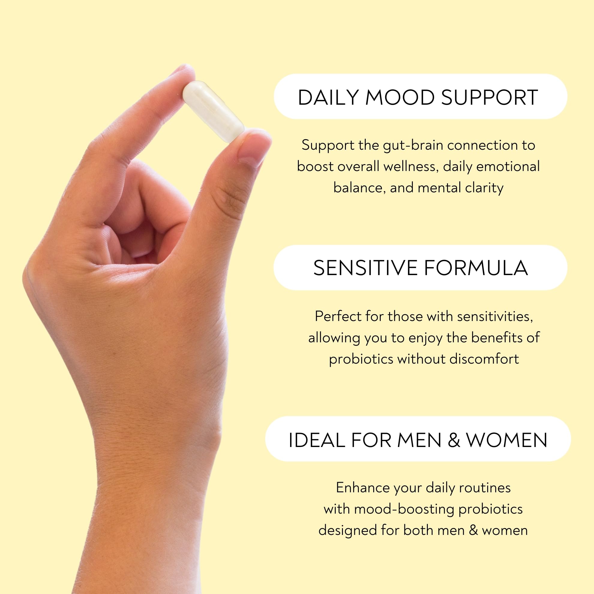 Probiotics - Mood Super Strains Probiotic - Naturally Supports Digestion & Mood - Histamine-Free Probiotics w/ L Rhamnosus GG, Shelf Stable Probiotic Supplement, 60 Day Supply, Non-GMO, VEGAN - OzHealthStandard