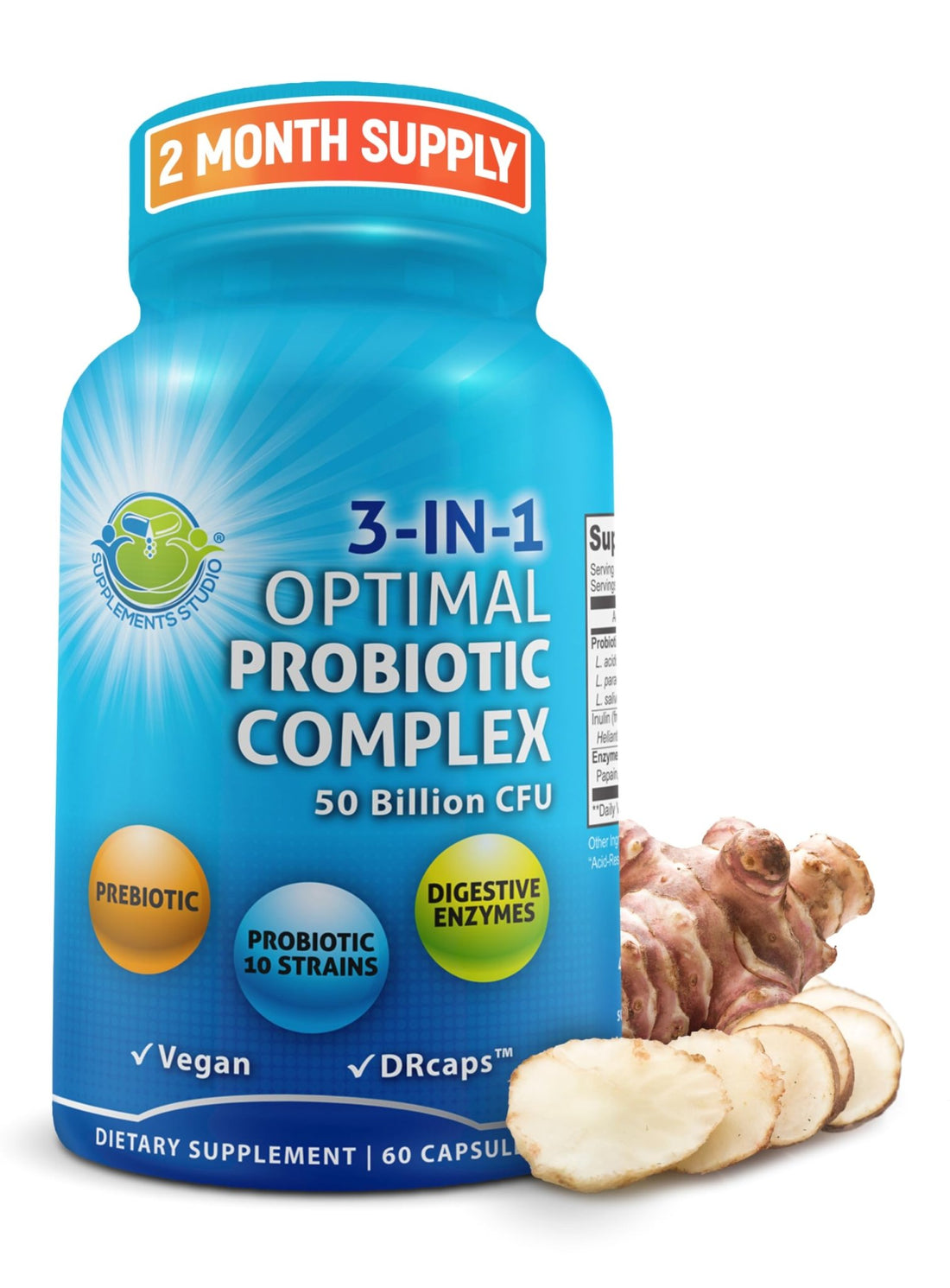 Probiotics with Digestive Enzymes and Prebiotic for Women and Men - 3-In-1 Vegan Probiotic Prebiotic Multi Enzyme Complex for Gut Health - OzHealthStandard