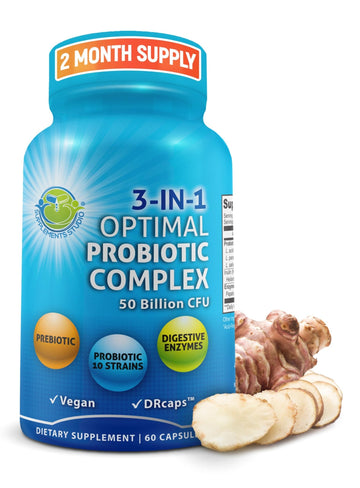 Probiotics with Digestive Enzymes and Prebiotic for Women and Men - 3-In-1 Vegan Probiotic Prebiotic Multi Enzyme Complex for Gut Health - OzHealthStandard