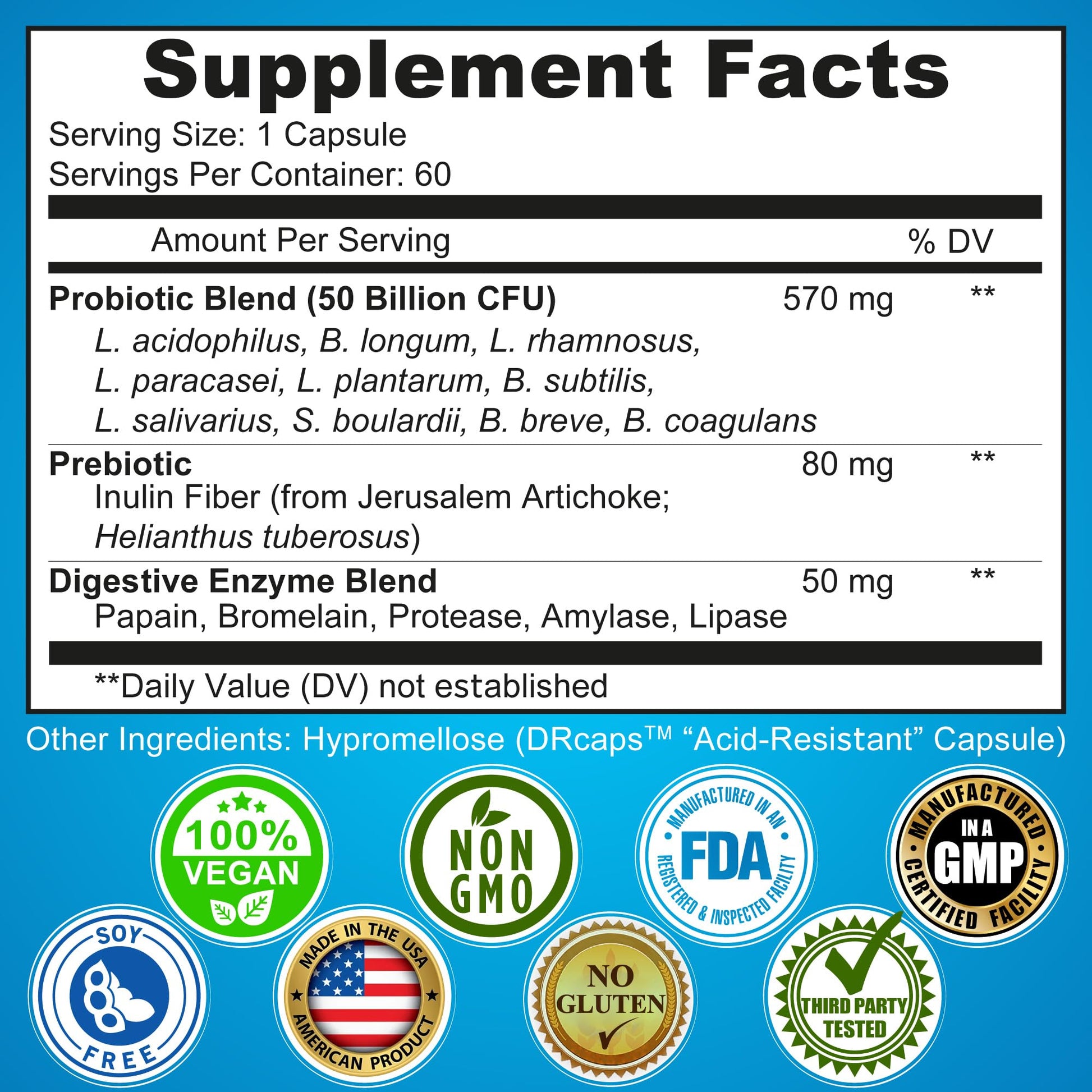 Probiotics with Digestive Enzymes and Prebiotic for Women and Men - 3-In-1 Vegan Probiotic Prebiotic Multi Enzyme Complex for Gut Health - OzHealthStandard