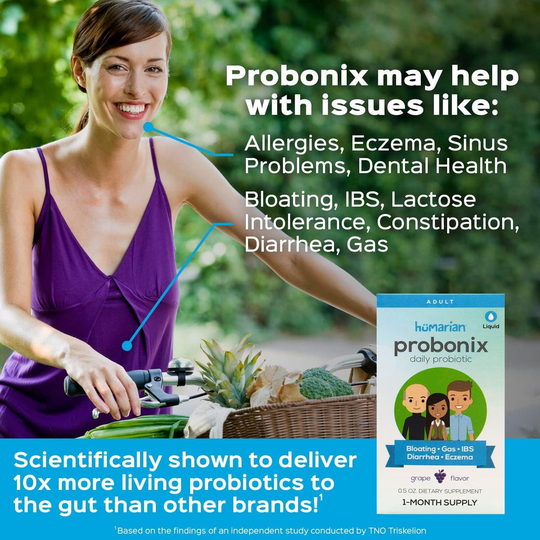 Probonix Humarian Liquid Probiotics for Adults - 12-Strain Probiotic Drops to Fortify Gut Health, Immunity and More - 30-Day Supply - Delicious Grape Flavor - OzHealthStandard