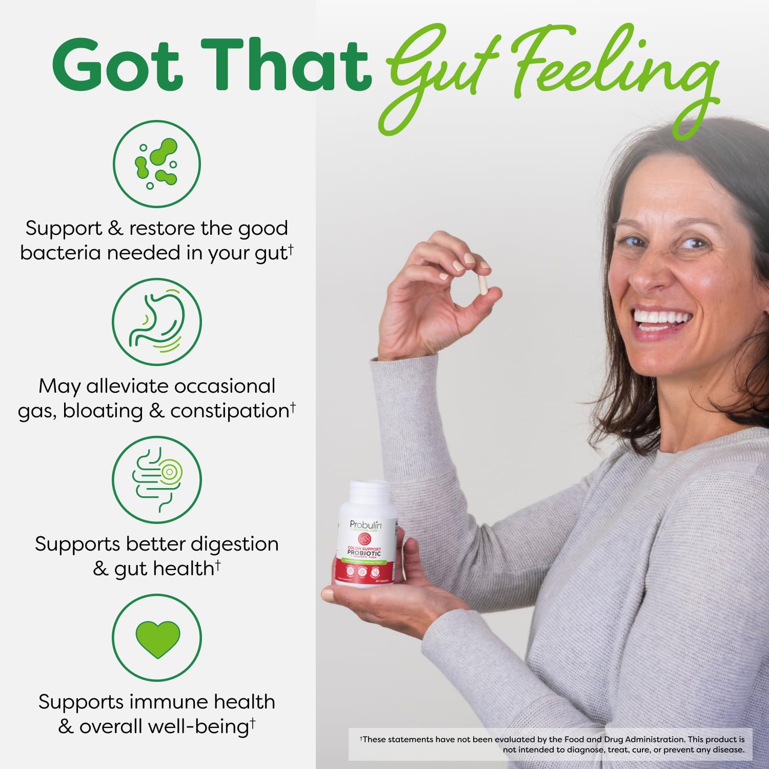 Probulin Colon Support Probiotic Supplement, Daily Gut, Digestive, and Immune Health Probiotics Capsules for Men and Women, 20 Billion CFU, Vegan, 30 Count Bottle - OzHealthStandard