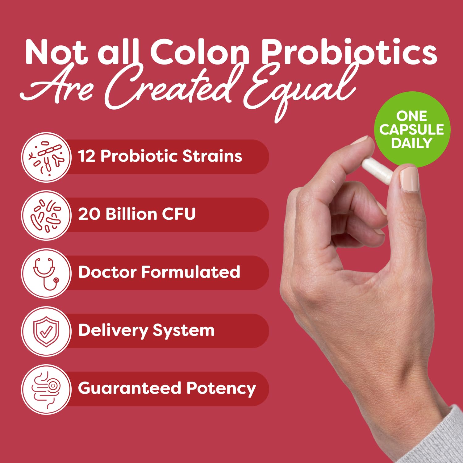 Probulin Colon Support Probiotic Supplement, Daily Gut, Digestive, and Immune Health Probiotics Capsules for Men and Women, 20 Billion CFU, Vegan, 30 Count Bottle - OzHealthStandard