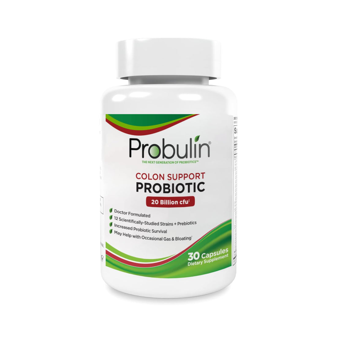 Probulin Colon Support Probiotic Supplement, Daily Gut, Digestive, and Immune Health Probiotics Capsules for Men and Women, 20 Billion CFU, Vegan, 30 Count Bottle - OzHealthStandard