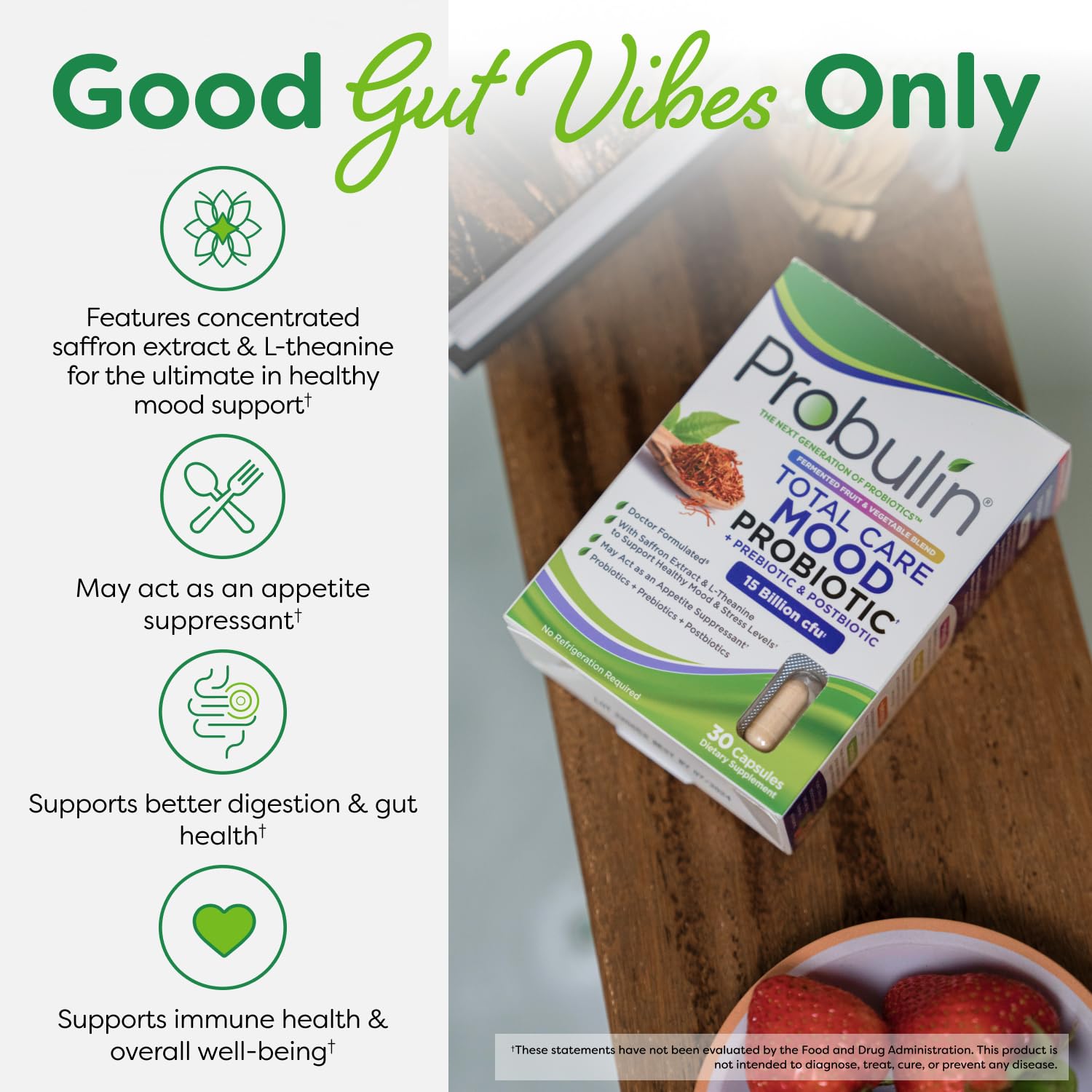 Probulin Mood Probiotics for Women with Saffron, L Theanine, Probiotic, Prebiotic, Postbiotic - Mood Support Supplement & Gut Support - Vegan, Non GMO, 30 Capsules - OzHealthStandard