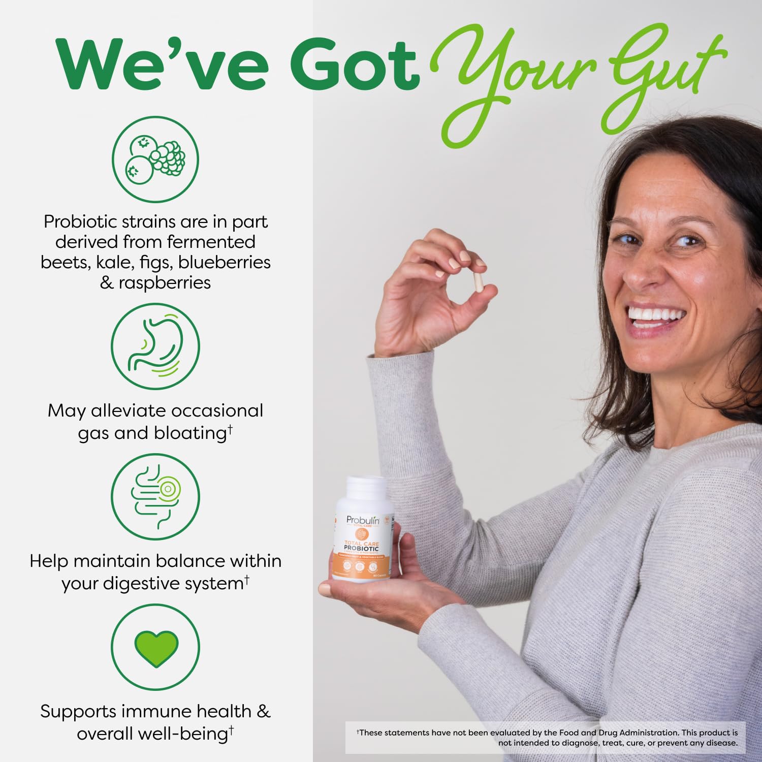 Probulin Total Care Probiotic Supplement, Daily Gut, Digestive, and Immune Health Probiotics Capsules for Men and Women, 20 Billion CFU, Vegan, 90 Count Bottle - OzHealthStandard