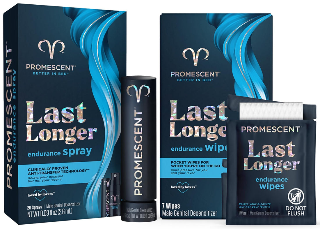 Promescent Desensitizing Delay Spray for Men (2.6 ml) to Help You Last Longer in Bed + Delay Wipes (7 Count) Sexual Enhancer with Extended Climax Control with Benzocaine - OzHealthStandard