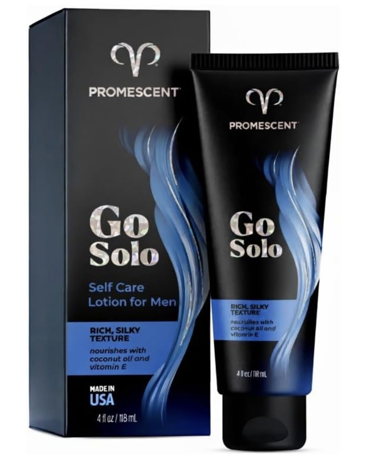Promescent Go Solo Lotion for Men, Natural Unscented Moisturizing Ingredients with Coconut Oil and Sweet Almond Oil, Creamy Natural Texture, Fast-Absorbing, Made in the USA, 4 fl oz - OzHealthStandard