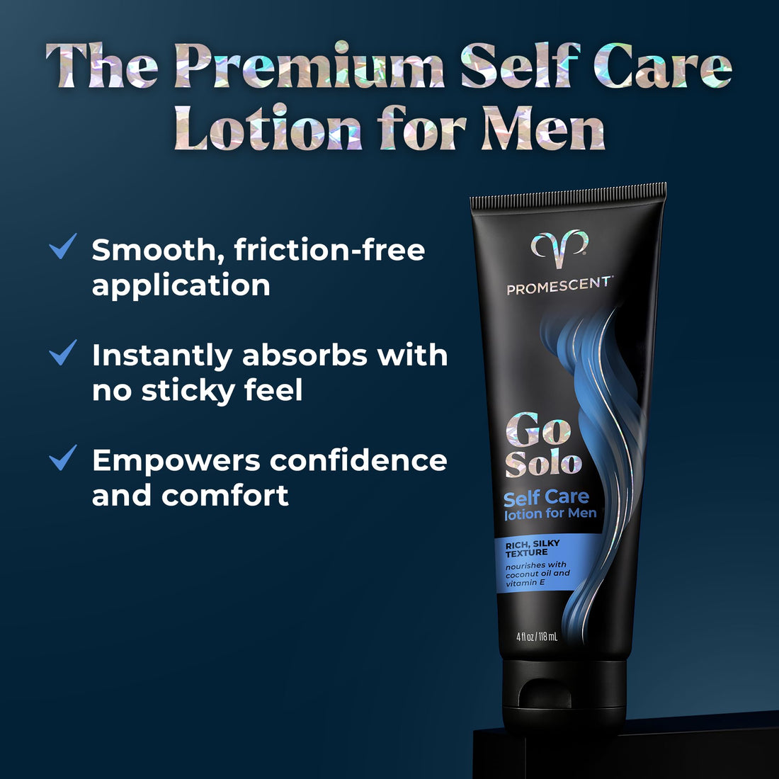 Promescent Go Solo Lotion for Men, Natural Unscented Moisturizing Ingredients with Coconut Oil and Sweet Almond Oil, Creamy Natural Texture, Fast-Absorbing, Made in the USA, 4 fl oz - OzHealthStandard