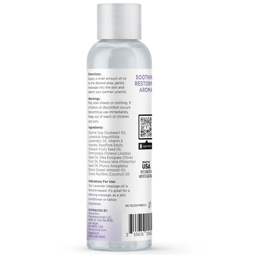 Promescent Lavender Massage Oil for Massage Therapy, Massage Oils for Date Night, Premium Lavender Body Oil for Men & Women to Relieve Stress & Sore Muscles, Essential Oils for Skin (4 oz) - OzHealthStandard