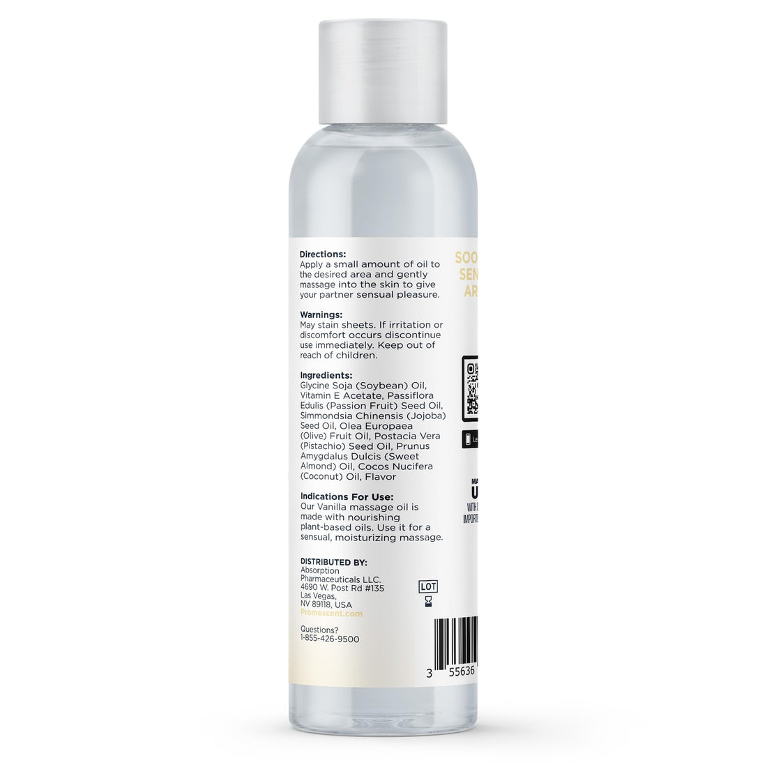 Promescent Massage Oil for Massage Therapy, Massage Oils for Date Night, Premium Body Oil for Men & Women to Relieve Stress & Sore Muscles, Essential Oils for Skin (4 oz) (Vanilla) - OzHealthStandard
