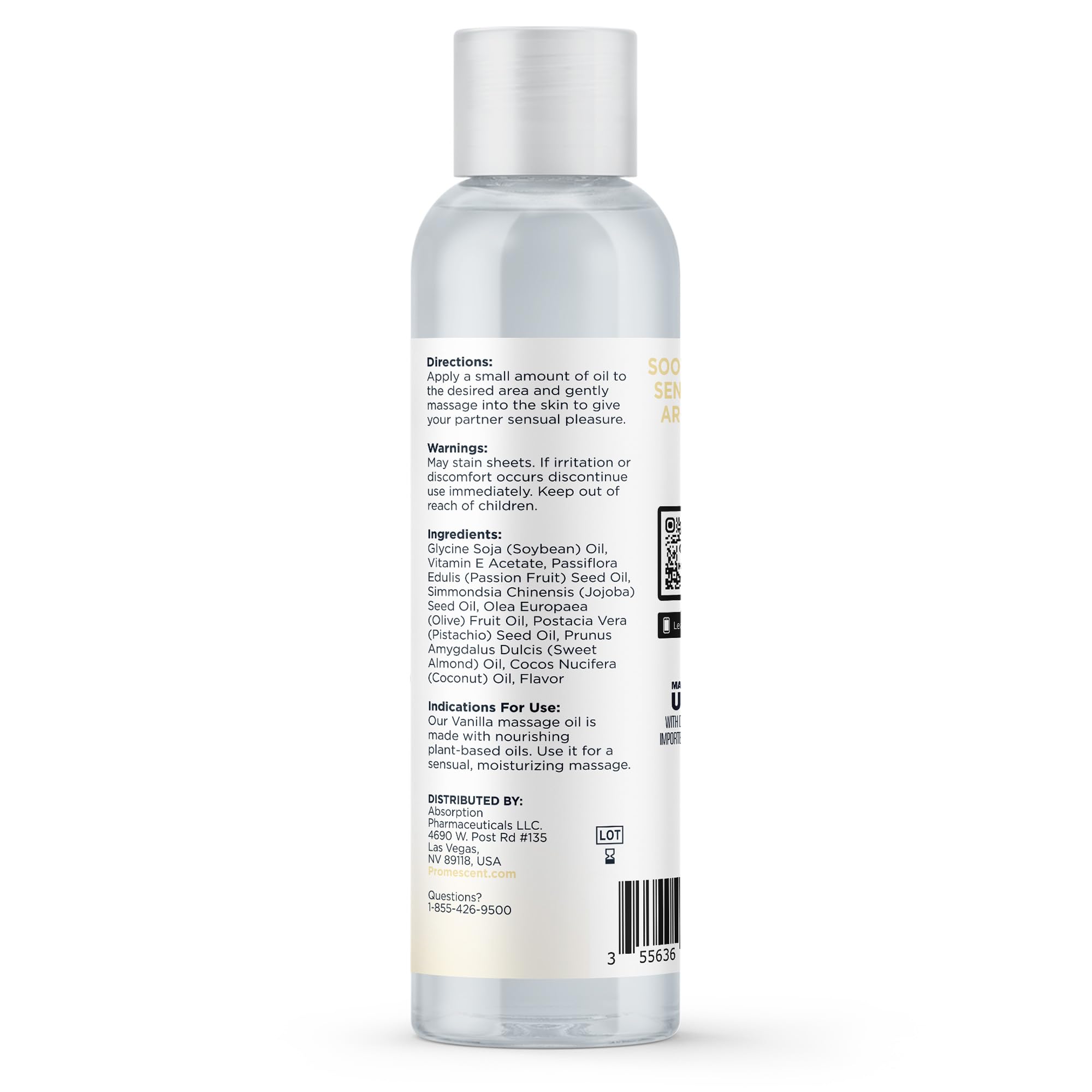 Promescent Massage Oil for Massage Therapy, Massage Oils for Date Night, Premium Body Oil for Men & Women to Relieve Stress & Sore Muscles, Essential Oils for Skin (4 oz) (Vanilla) - OzHealthStandard