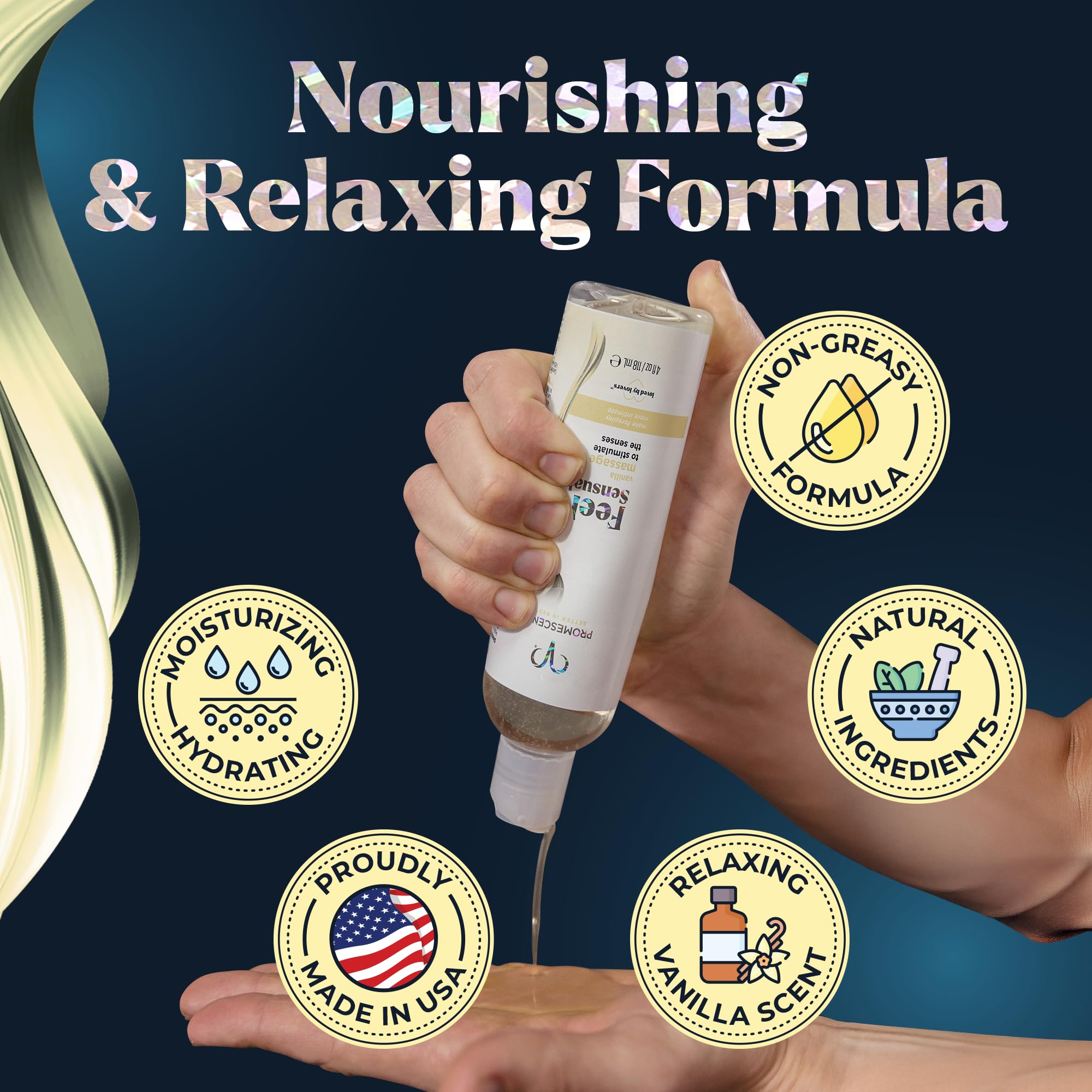 Promescent Massage Oil for Massage Therapy, Massage Oils for Date Night, Premium Body Oil for Men & Women to Relieve Stress & Sore Muscles, Essential Oils for Skin (4 oz) (Vanilla) - OzHealthStandard