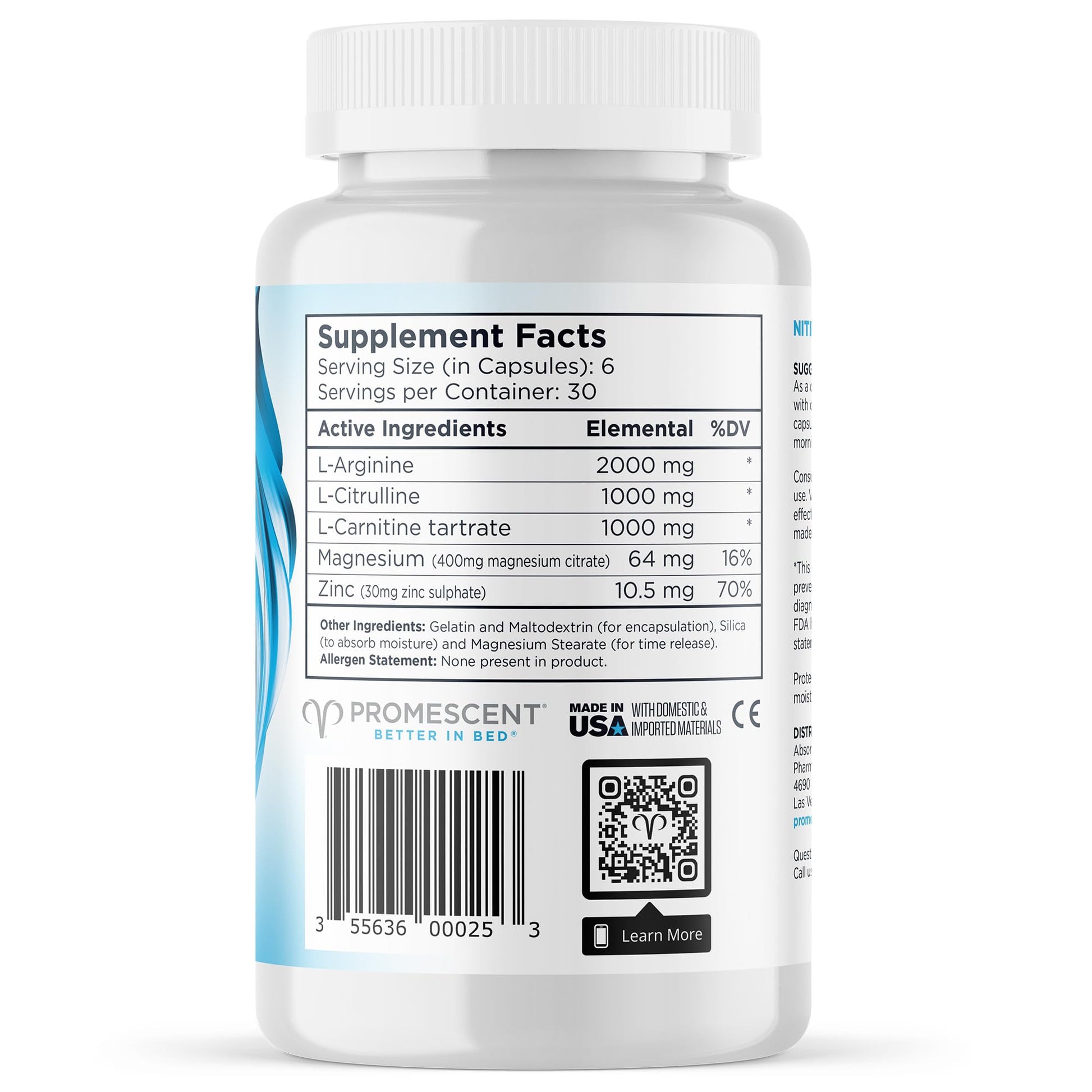 Promescent VitaFLUX Women's Nitric Oxide Booster Supplement, Boost Energy & Performance - Therapeutic Dose of Essential Amino Acids L Arginine, L Citrulline, L Carnitine, Zinc (180 Capsules) - OzHealthStandard