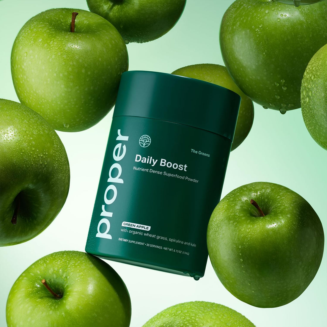 Proper, The Greens Daily Boost Organic Greens Powder. Whole Food, Apple Flavour Veggie Powder Superfood with Wheatgrass, Spirulina, Chlorella, Probiotics. - OzHealthStandard