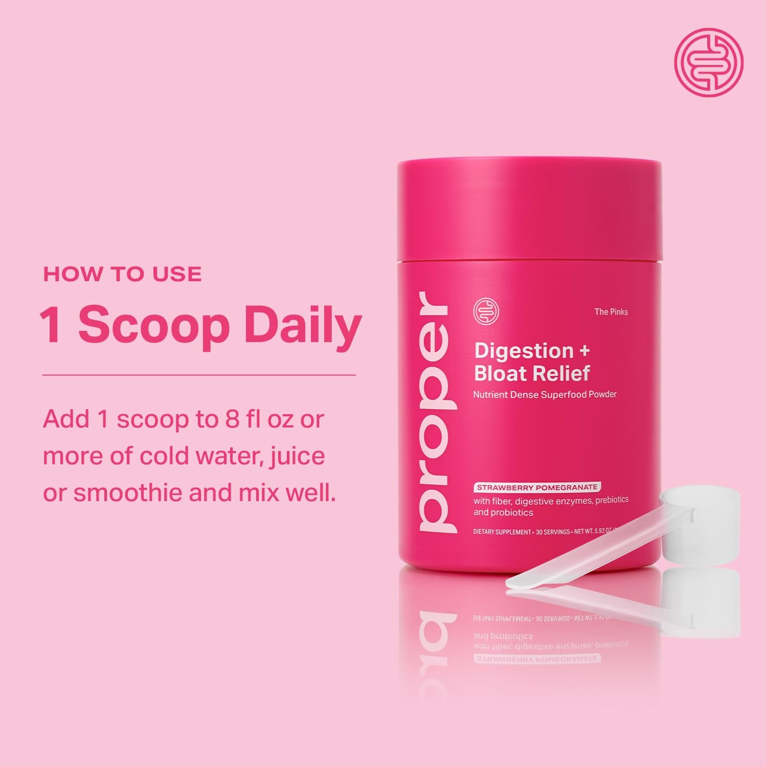 Proper, The Pinks Digestion and Bloat Relief. Drink Mix with Gut Health Probiotics, Prebiotics, Beet Root & Enzymes for Digestive Support. Bloating and Microbiome - OzHealthStandard