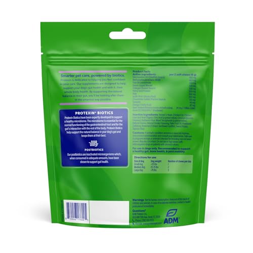 Protexin Daily Care Gut+ Mobility | 60 Dog Chews, Chicken and Bacon Flavor Dog Supplement | Probiotics for Dogs, Dog Postbiotics - OzHealthStandard