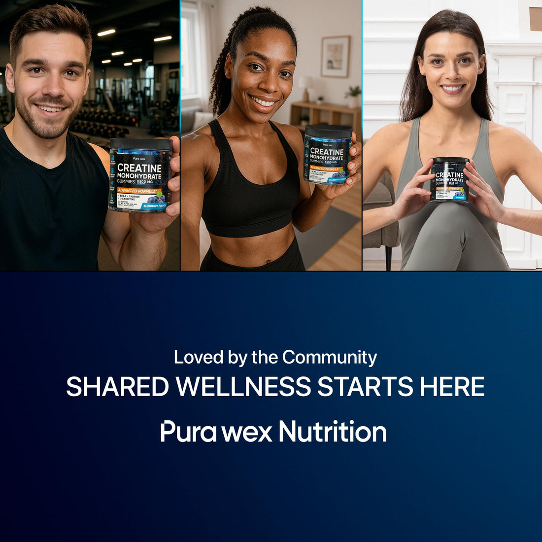 PURA WEX NUTRITION Creatine Monohydrate Gummies 8500mg Complex for Men & Women - Pre Workout Creatine Chews for Muscle Growth, Strength & Energy, - OzHealthStandard