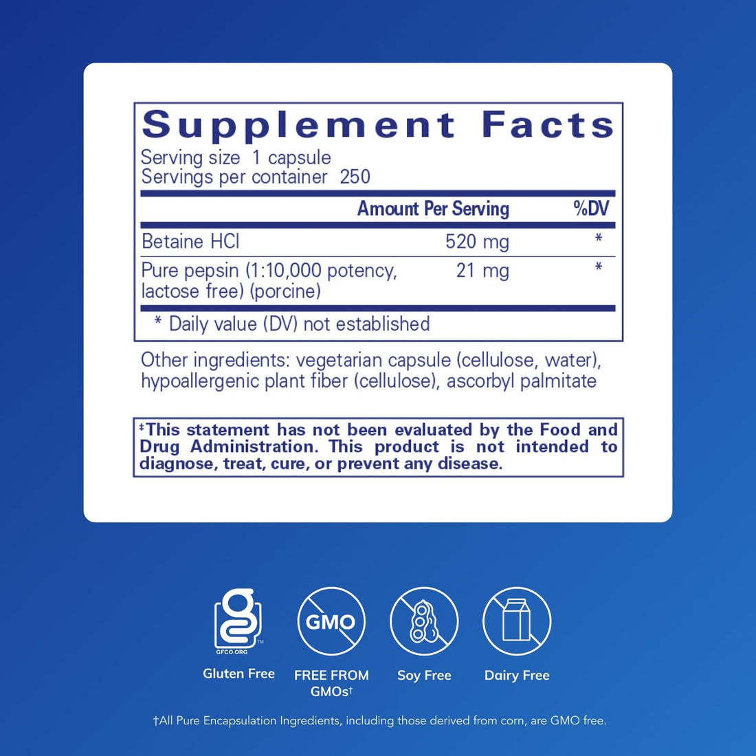 Pure Encapsulations Betaine HCl Pepsin - Digestive Enzymes Supplement for Digestion Aid & Support, Stomach Acid & Nutrient Absorption* - OzHealthStandard